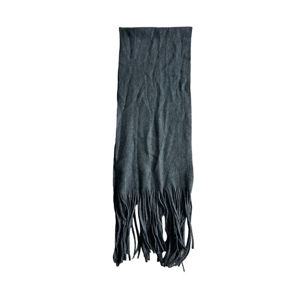 LUCKY BRAND Long Gray Knit Fringe Unisex Scarf - Picture 2 of 3
